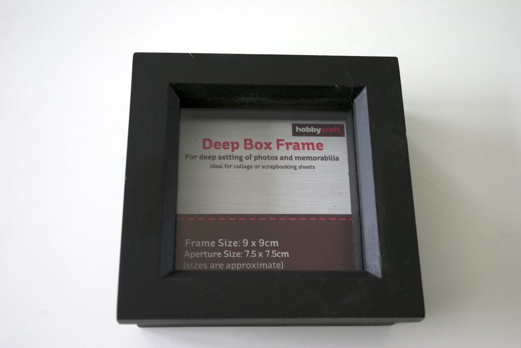 A deep box frame from hobbycraft against a white background.